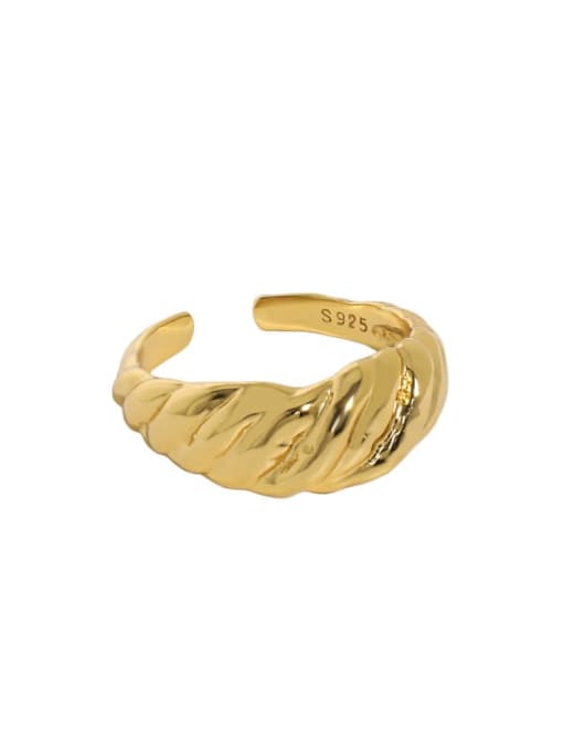 DARK 18K gold [Slightly darker] 925 Sterling Silver Irregular Vintage Band Ring